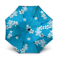 Hawaii Monstera Deliciosa Umbrella Blue Plumeria Polynesian Pattern - Polynesian Pride