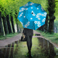 Hawaii Monstera Deliciosa Umbrella Blue Plumeria Polynesian Pattern - Polynesian Pride