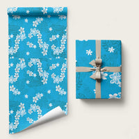 Hawaii Monstera Deliciosa Wrapping Paper Blue Plumeria Polynesian Pattern LT05 58" × 23" Blue - Polynesian Pride