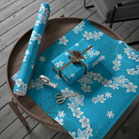 Hawaii Monstera Deliciosa Wrapping Paper Blue Plumeria Polynesian Pattern LT05 - Polynesian Pride