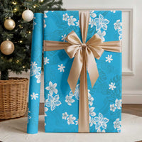 Hawaii Monstera Deliciosa Wrapping Paper Blue Plumeria Polynesian Pattern LT05 - Polynesian Pride