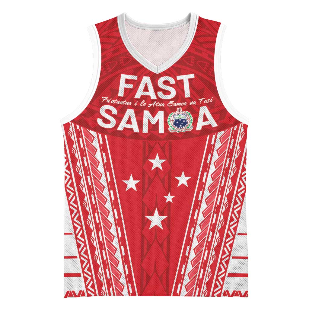 Samoa FAST Basketball Jersey Forever Proud Samoan Tribal Pattern LT05 Unisex Red - Polynesian Pride