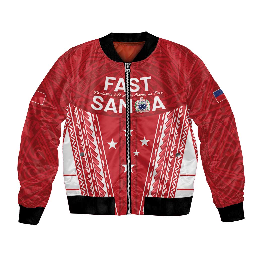 Samoa FAST Bomber Jacket Forever Proud Samoan Tribal Pattern - Polynesian Pride