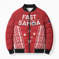 Samoa FAST Bomber Puffer Jacket Forever Proud Samoan Tribal Pattern LT05 Unisex Red - Polynesian Pride