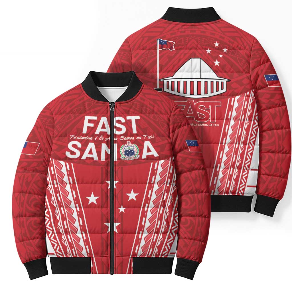 Samoa FAST Bomber Puffer Jacket Forever Proud Samoan Tribal Pattern LT05 - Polynesian Pride