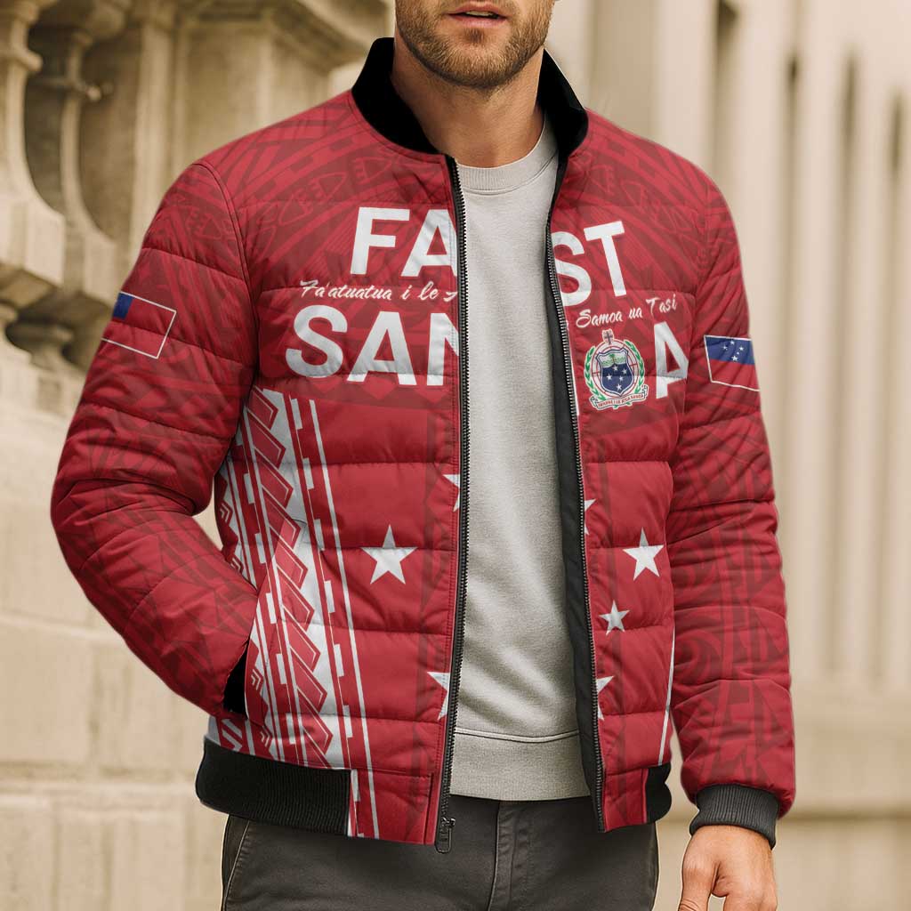 Samoa FAST Bomber Puffer Jacket Forever Proud Samoan Tribal Pattern LT05 - Polynesian Pride