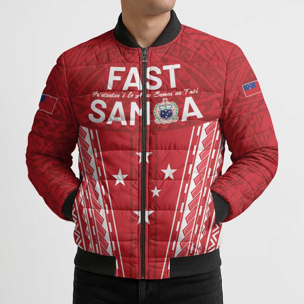 Samoa FAST Bomber Puffer Jacket Forever Proud Samoan Tribal Pattern LT05 - Polynesian Pride