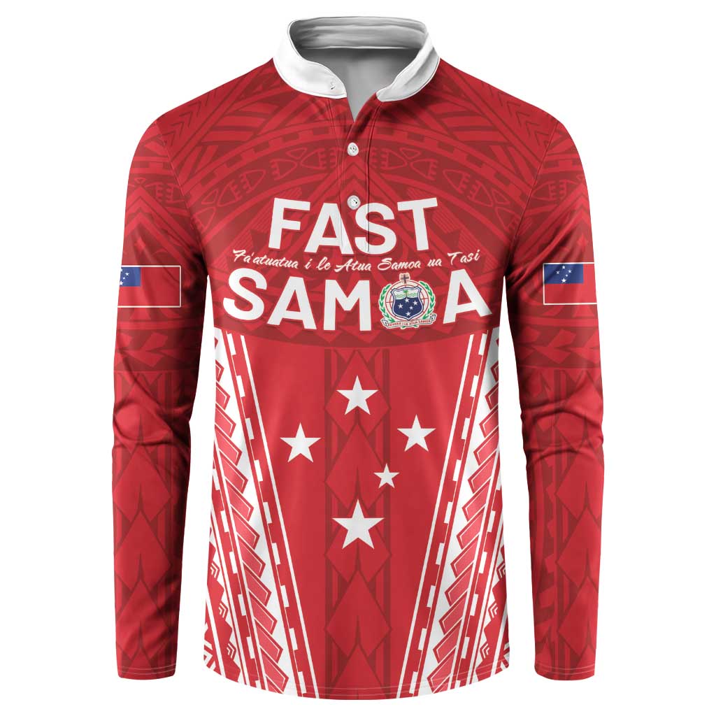 Samoa FAST Button Sweatshirt Forever Proud Samoan Tribal Pattern LT05 Red - Polynesian Pride