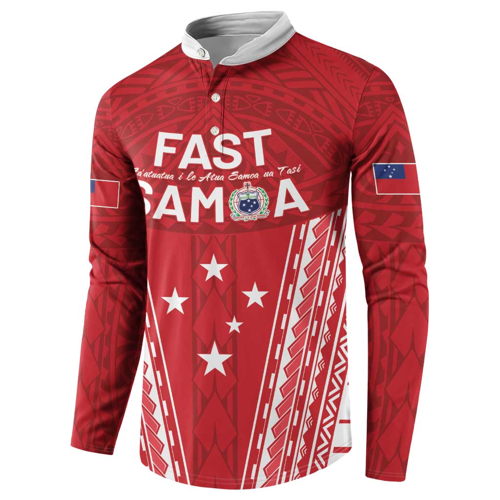Samoa FAST Button Sweatshirt Forever Proud Samoan Tribal Pattern LT05 - Polynesian Pride