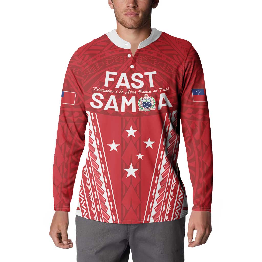 Samoa FAST Button Sweatshirt Forever Proud Samoan Tribal Pattern LT05 - Polynesian Pride
