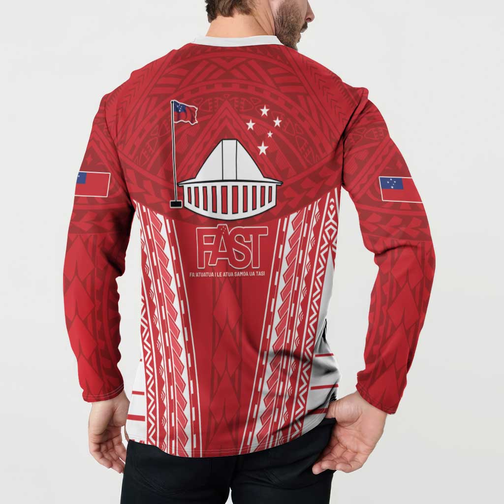 Samoa FAST Button Sweatshirt Forever Proud Samoan Tribal Pattern LT05 - Polynesian Pride