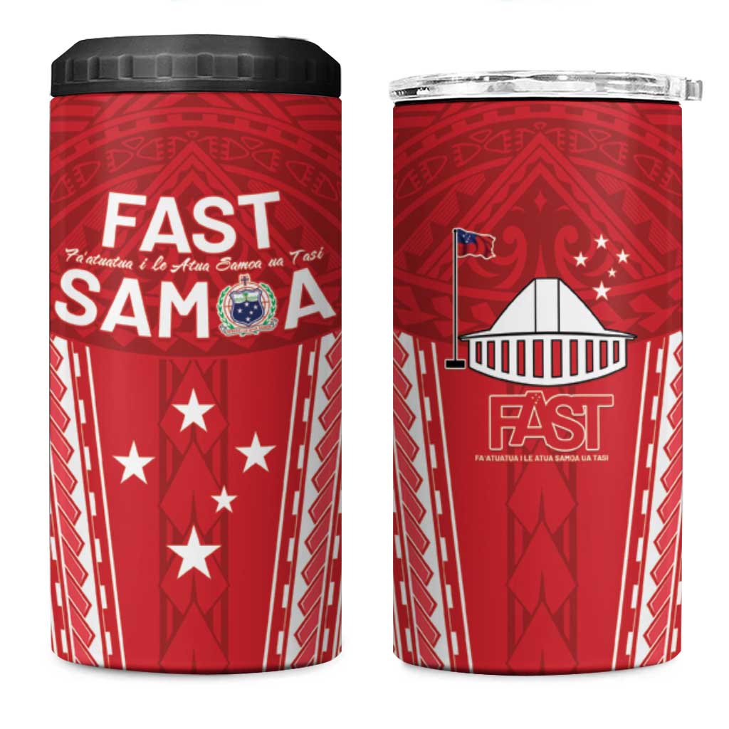 Samoa FAST 4 in 1 Can Cooler Tumbler Forever Proud Samoan Tribal Pattern LT05 One Size: 16 oz Red - Polynesian Pride