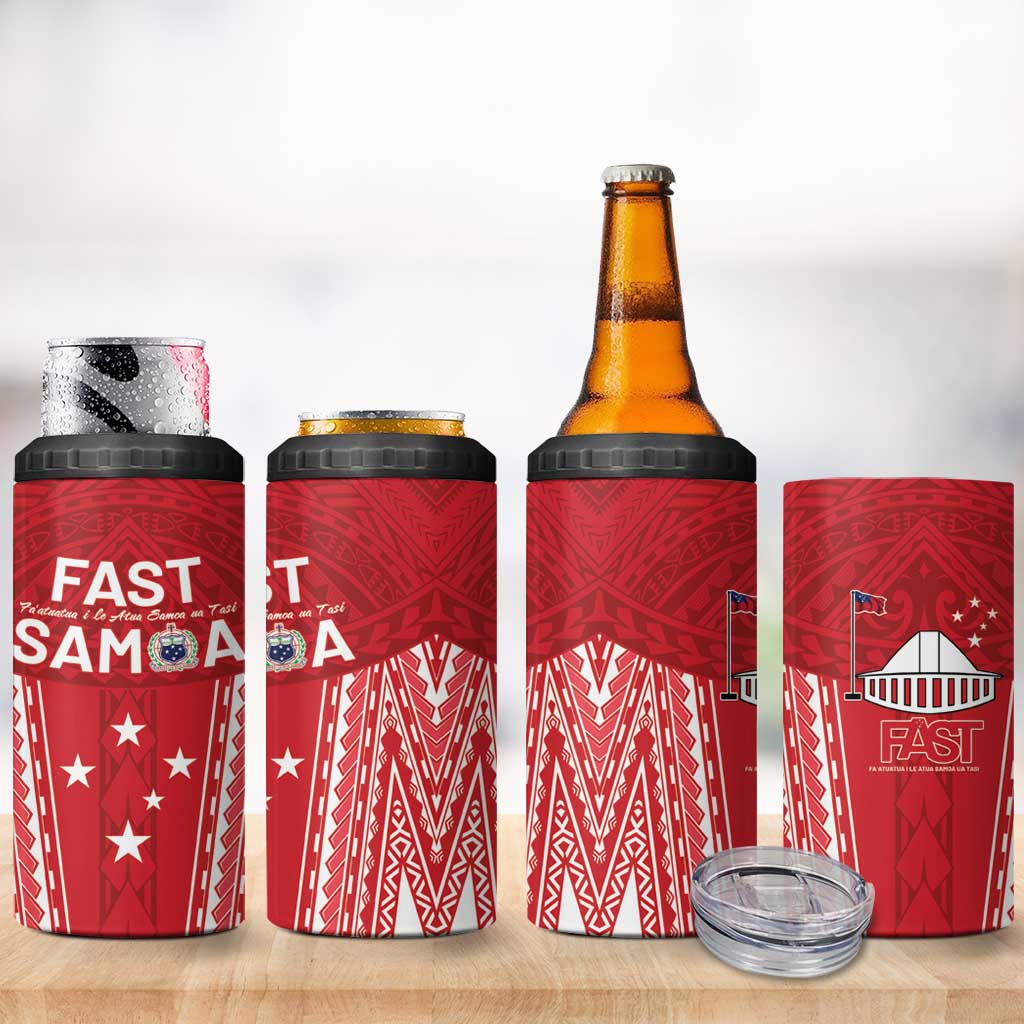 Samoa FAST 4 in 1 Can Cooler Tumbler Forever Proud Samoan Tribal Pattern LT05 - Polynesian Pride