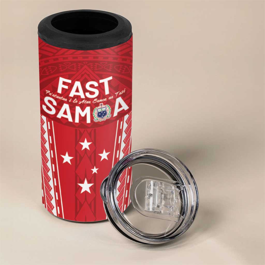 Samoa FAST 4 in 1 Can Cooler Tumbler Forever Proud Samoan Tribal Pattern LT05 - Polynesian Pride