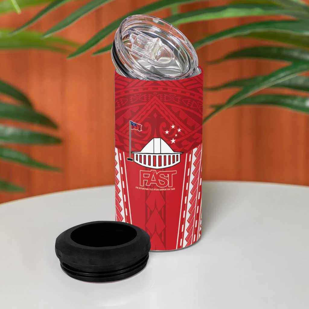 Samoa FAST 4 in 1 Can Cooler Tumbler Forever Proud Samoan Tribal Pattern LT05 - Polynesian Pride