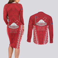 Samoa FAST Couples Matching Long Sleeve Bodycon Dress and Long Sleeve Button Shirt Forever Proud Samoan Tribal Pattern LT05 - Polynesian Pride