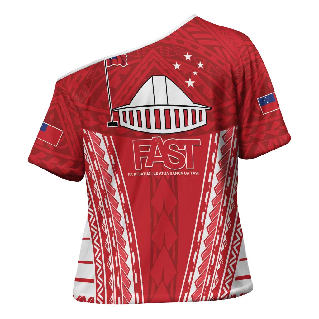 Samoa FAST Cross Shoulder Shirt Forever Proud Samoan Tribal Pattern LT05 - Polynesian Pride
