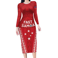 Samoa FAST Family Matching Long Sleeve Bodycon Dress and Hawaiian Shirt Forever Proud Samoan Tribal Pattern - Polynesian Pride