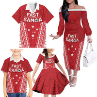Samoa FAST Family Matching Off The Shoulder Long Sleeve Dress and Hawaiian Shirt Forever Proud Samoan Tribal Pattern - Polynesian Pride