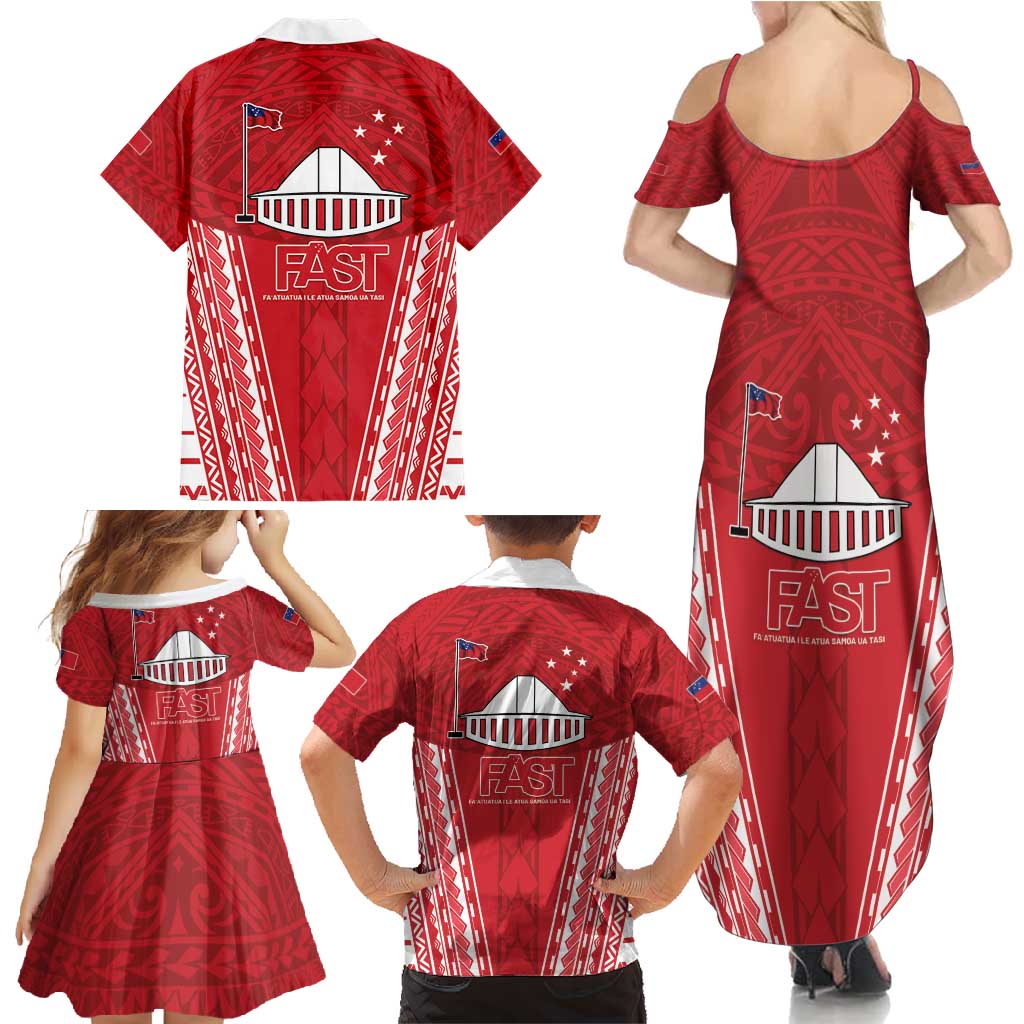Samoa FAST Family Matching Summer Maxi Dress and Hawaiian Shirt Forever Proud Samoan Tribal Pattern - Polynesian Pride