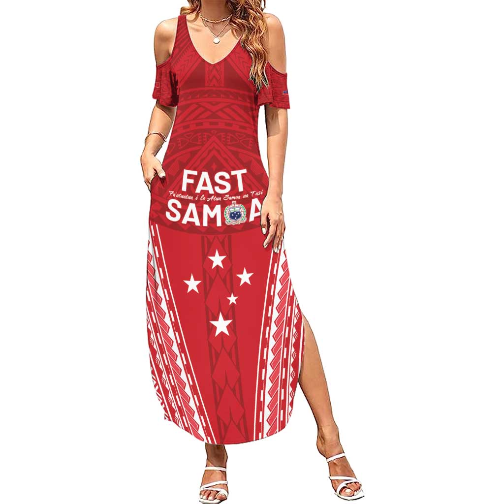 Samoa FAST Family Matching Summer Maxi Dress and Hawaiian Shirt Forever Proud Samoan Tribal Pattern - Polynesian Pride