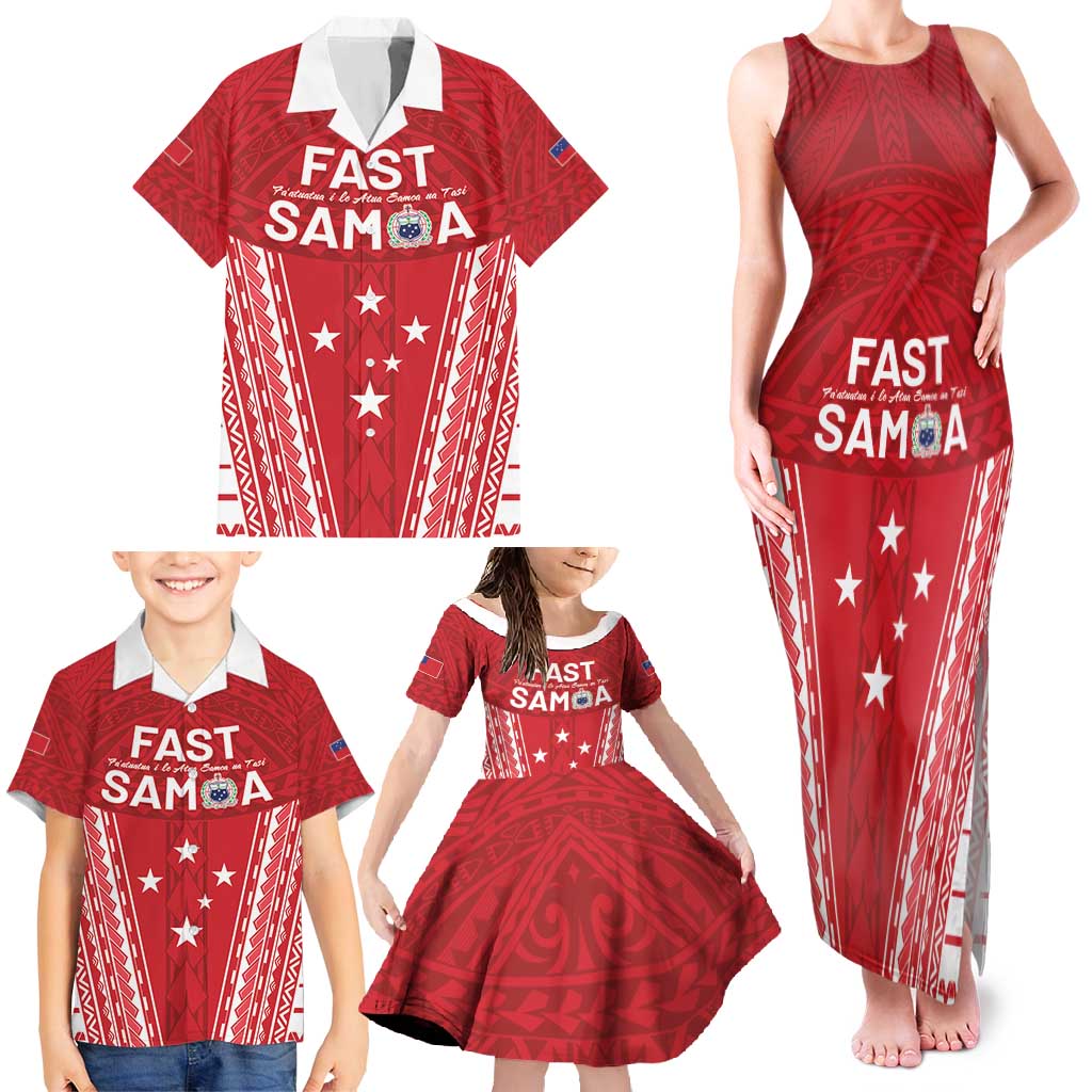 Samoa FAST Family Matching Tank Maxi Dress and Hawaiian Shirt Forever Proud Samoan Tribal Pattern - Polynesian Pride