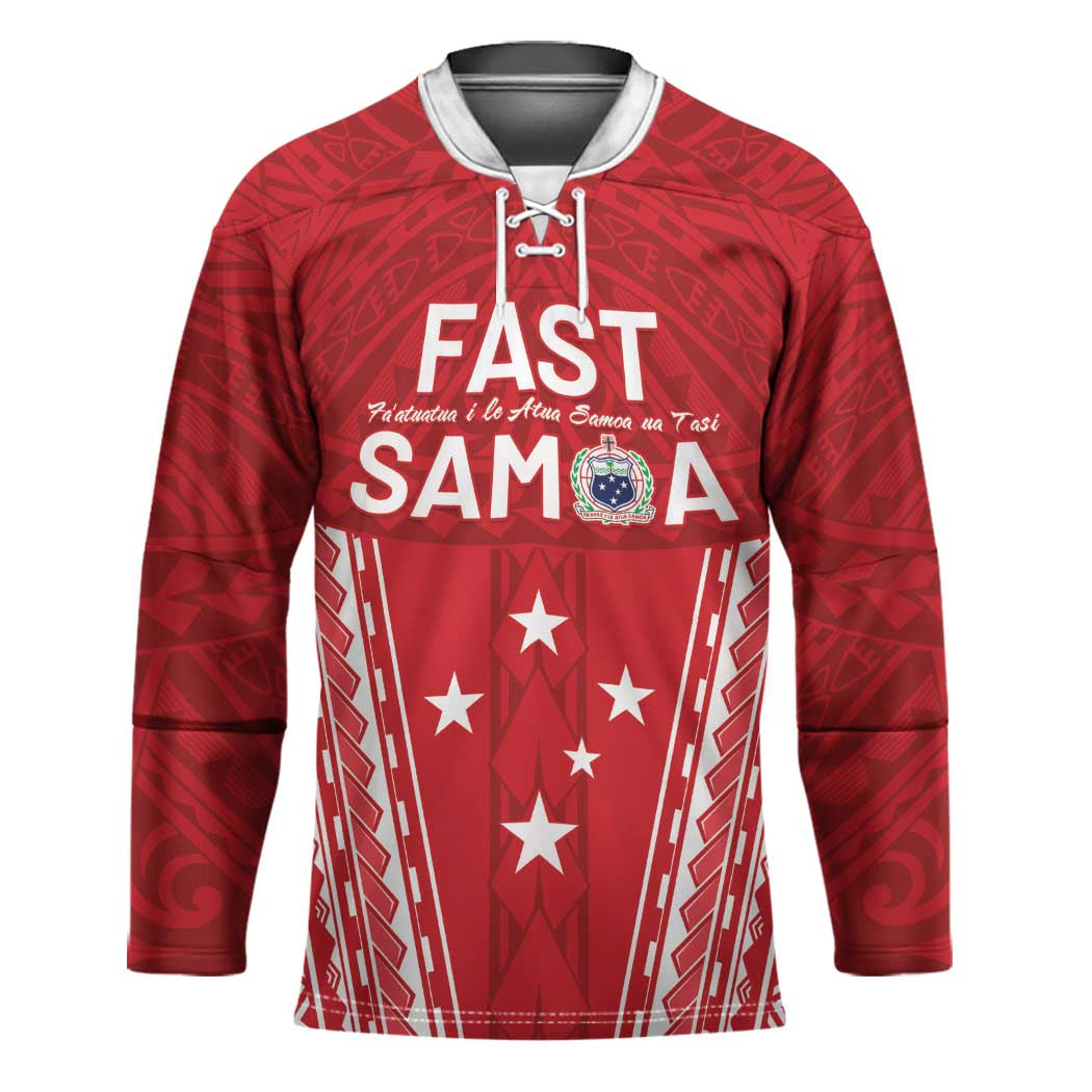 Samoa FAST Hockey Jersey Forever Proud Samoan Tribal Pattern - Polynesian Pride
