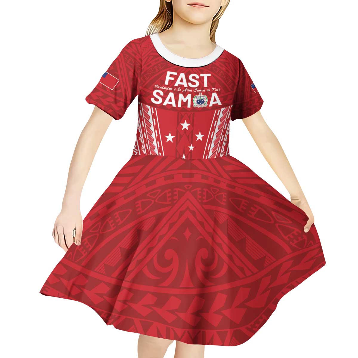 Samoa FAST Kid Short Sleeve Dress Forever Proud Samoan Tribal Pattern - Polynesian Pride