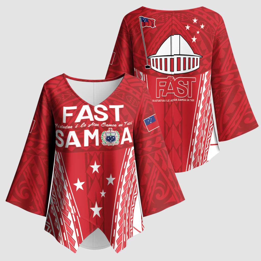 Samoa FAST Kimono Sleeve Blouse Forever Proud Samoan Tribal Pattern - Polynesian Pride