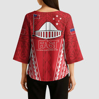 Samoa FAST Kimono Sleeve Blouse Forever Proud Samoan Tribal Pattern - Polynesian Pride