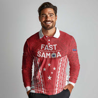Samoa FAST Long Sleeve Polo Shirt Forever Proud Samoan Tribal Pattern LT05 - Polynesian Pride