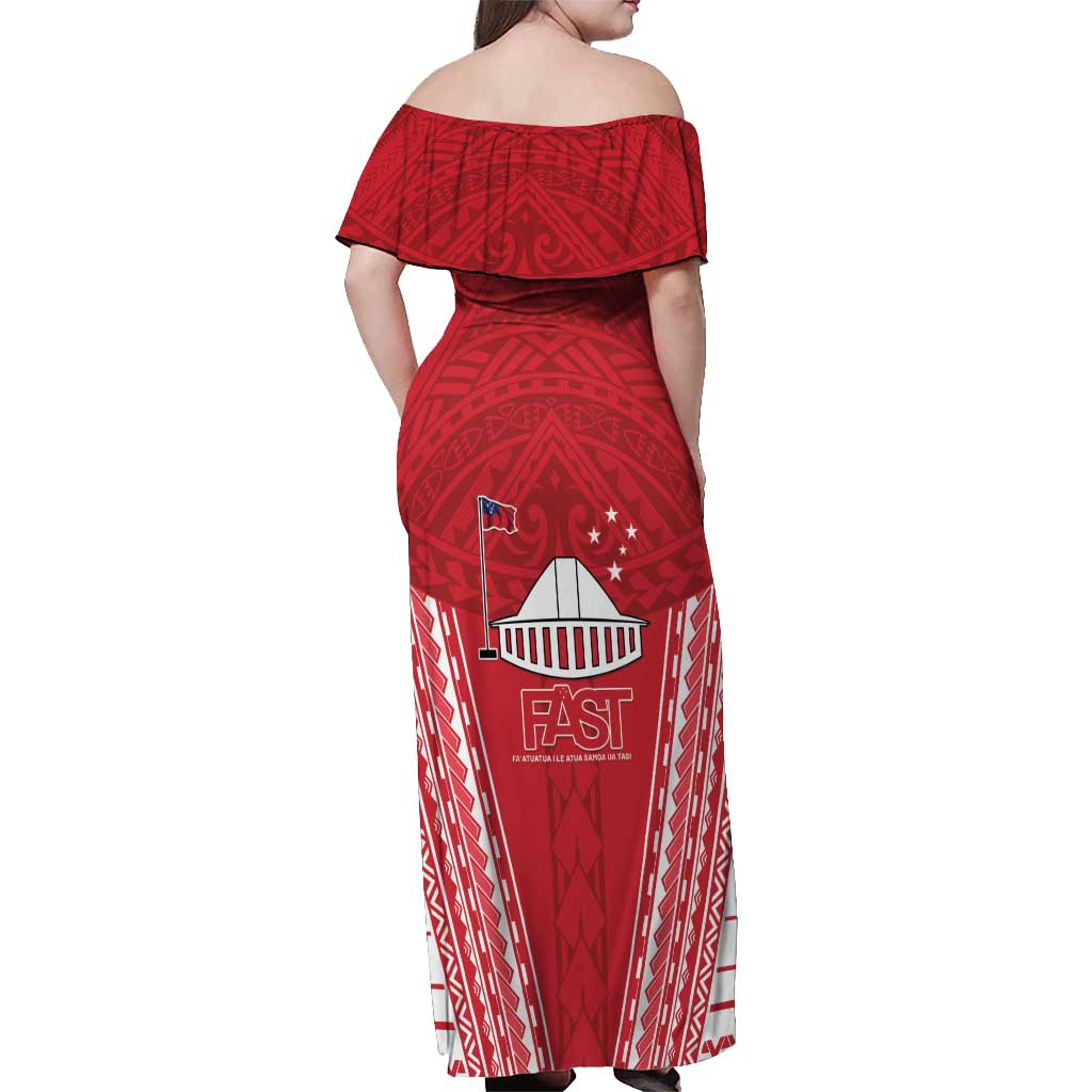 Samoa FAST Off Shoulder Maxi Dress Forever Proud Samoan Tribal Pattern - Polynesian Pride