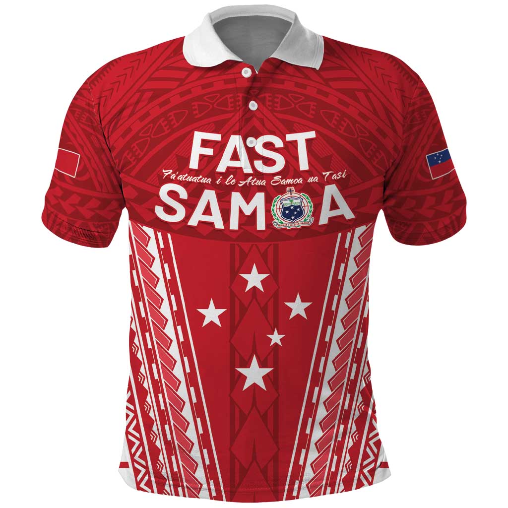 Samoa FAST Polo Shirt Forever Proud Samoan Tribal Pattern - Polynesian Pride
