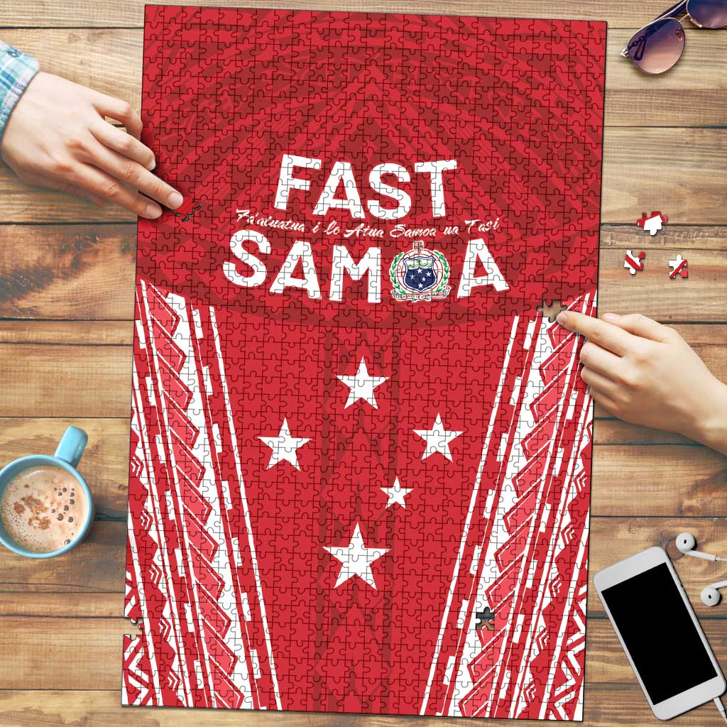 Samoa FAST Puzzle Forever Proud Samoan Tribal Pattern LT05 Red - Polynesian Pride