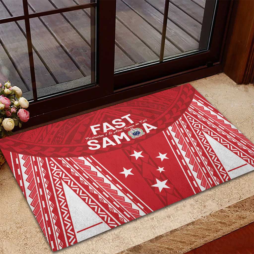 Samoa FAST Rubber Doormat Forever Proud Samoan Tribal Pattern LT05 - Polynesian Pride