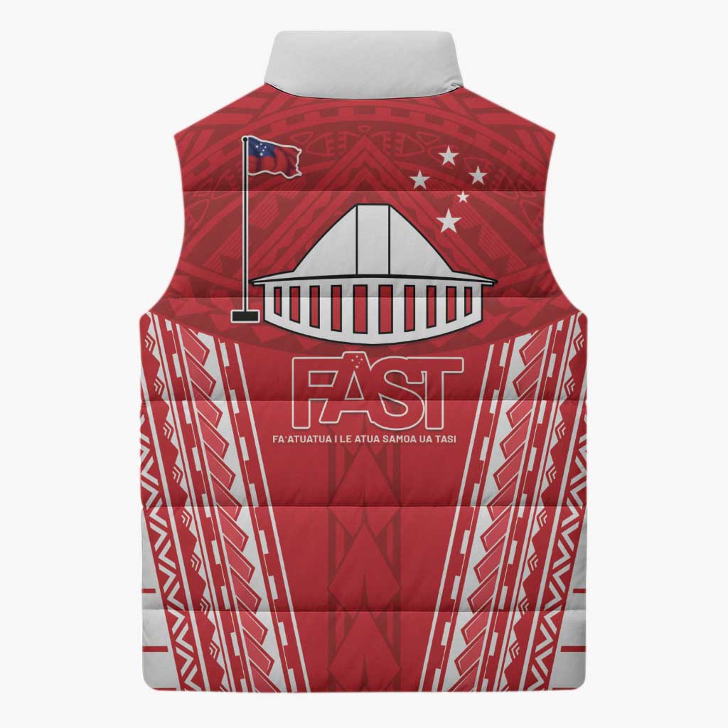 Samoa FAST Sleeveless Puffer Jacket Forever Proud Samoan Tribal Pattern LT05 - Polynesian Pride