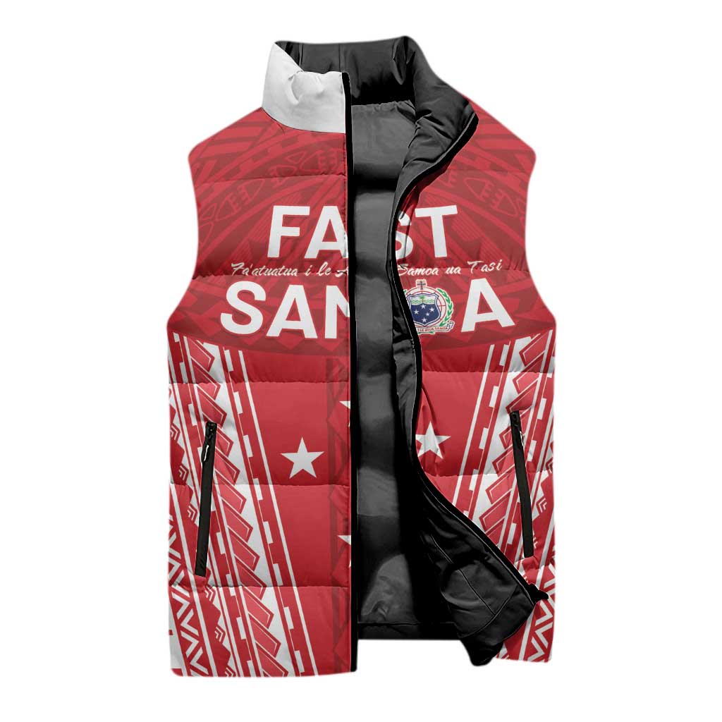 Samoa FAST Sleeveless Puffer Jacket Forever Proud Samoan Tribal Pattern LT05 - Polynesian Pride