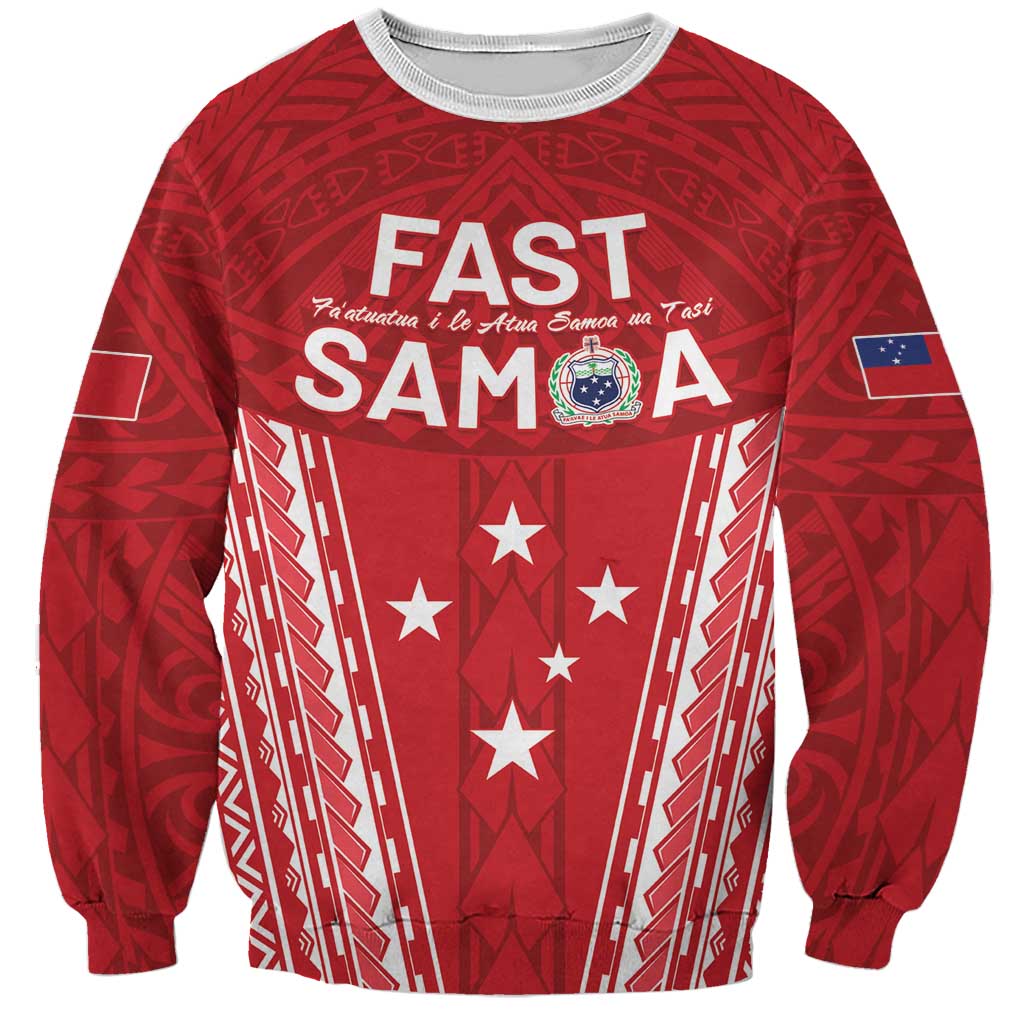 Samoa FAST Sweatshirt Forever Proud Samoan Tribal Pattern LT05 Unisex Red - Polynesian Pride