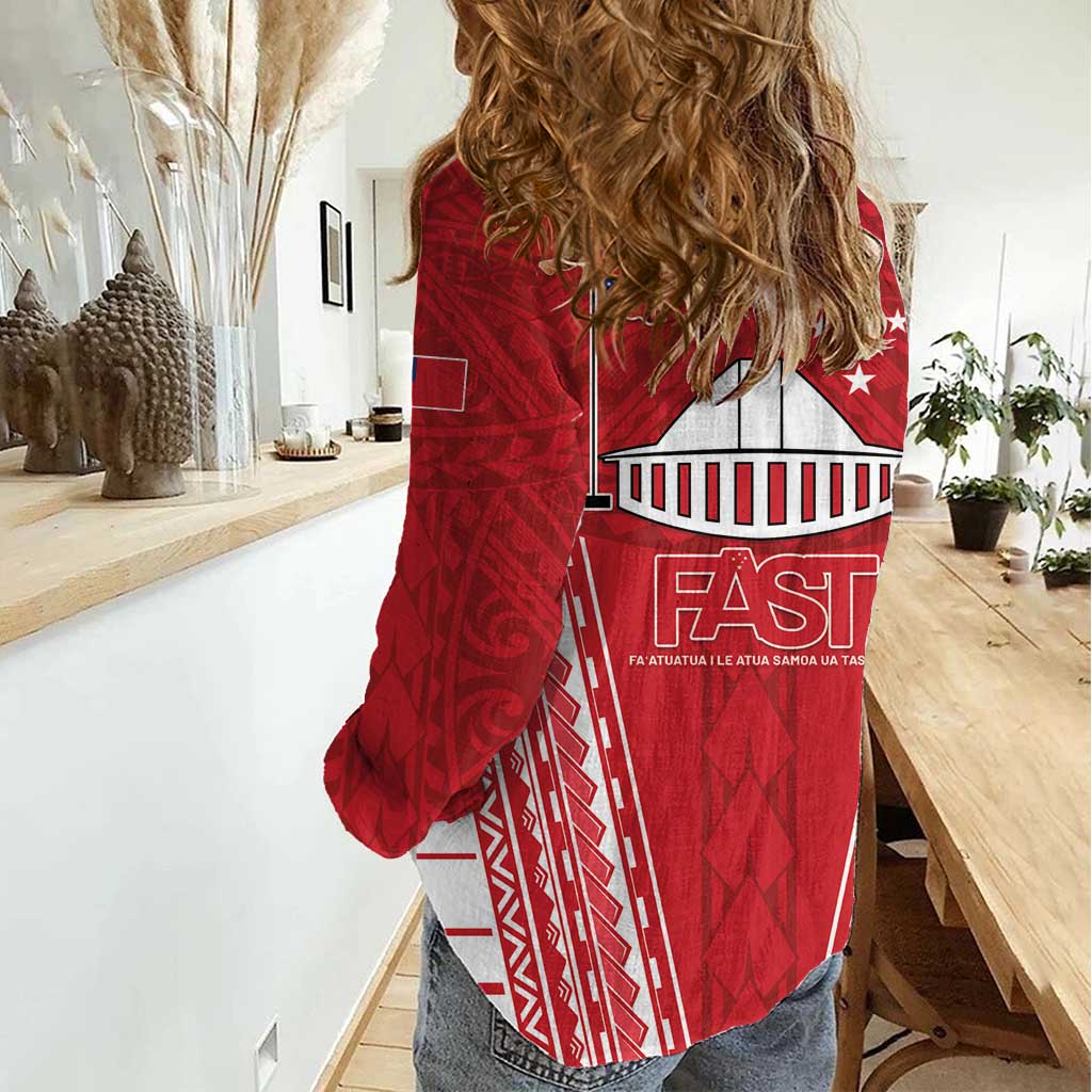 Samoa FAST Women Casual Shirt Forever Proud Samoan Tribal Pattern - Polynesian Pride