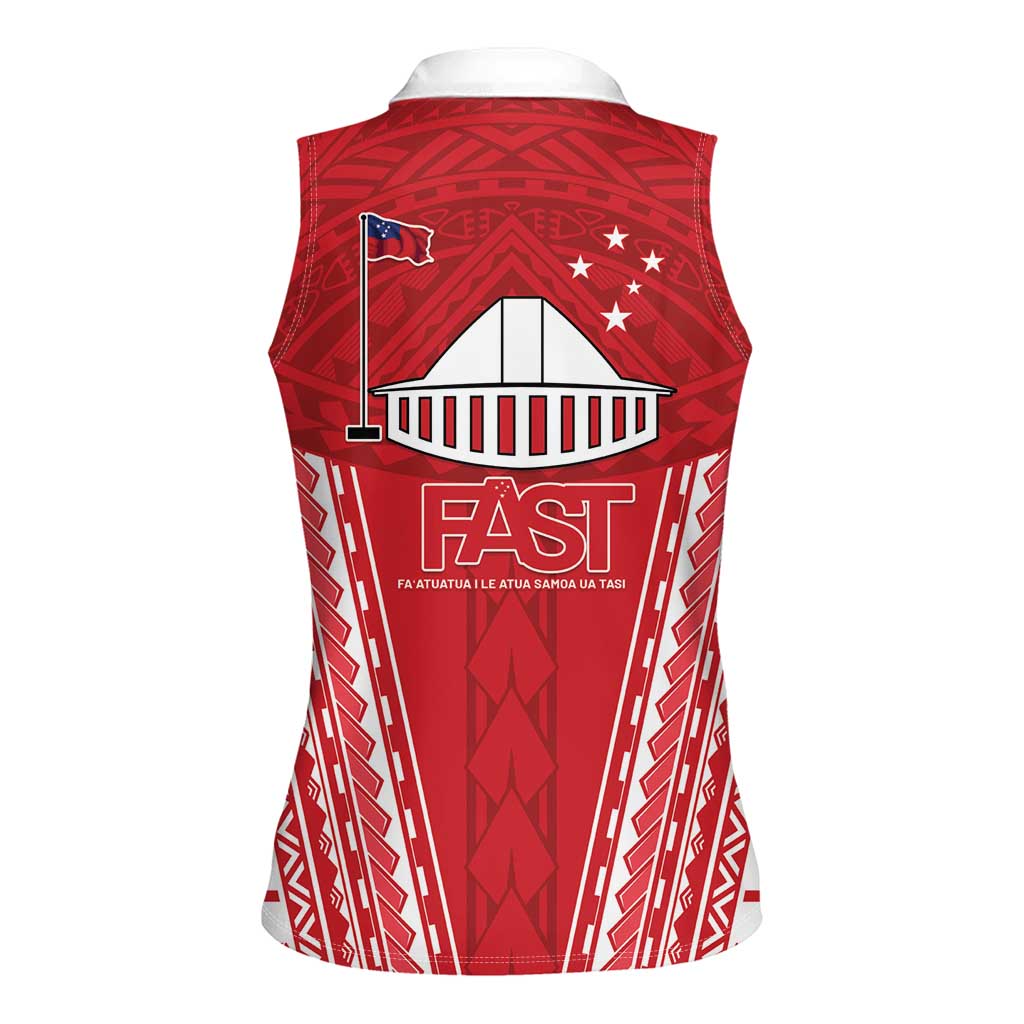 Samoa FAST Women Sleeveless Polo Shirt Forever Proud Samoan Tribal Pattern LT05 - Polynesian Pride