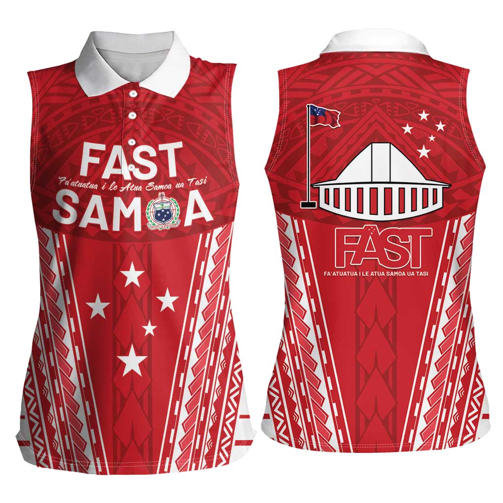 Samoa FAST Women Sleeveless Polo Shirt Forever Proud Samoan Tribal Pattern LT05 - Polynesian Pride