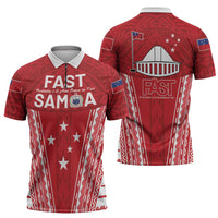 Samoa FAST Zipper Polo Shirt Forever Proud Samoan Tribal Pattern LT05 - Polynesian Pride