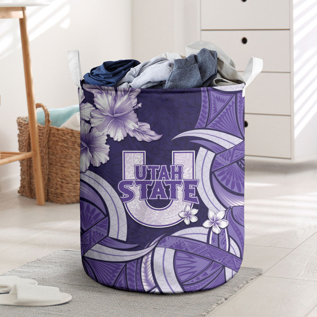 Utah State Polynesian Heritage Laundry Basket Floral Tribal Pattern Tropical Flowers LT05 Purple - Polynesian Pride