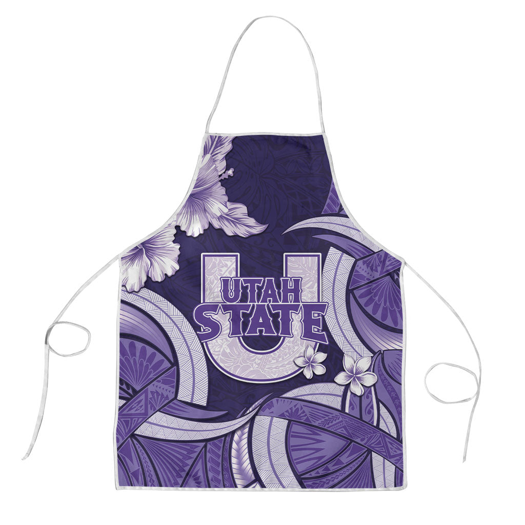 Utah State Polynesian Heritage Apron Floral Tribal Pattern Tropical Flowers LT05 Purple - Polynesian Pride