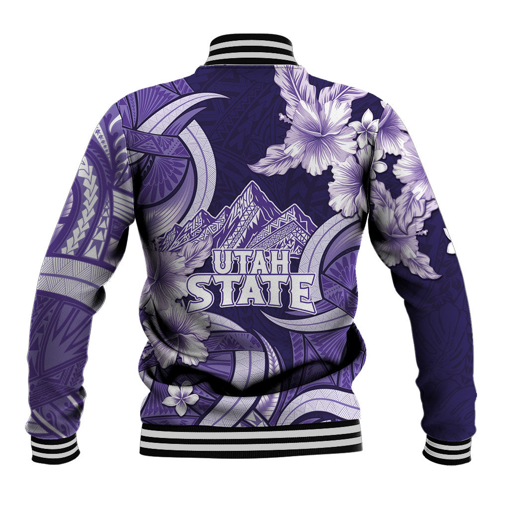 Utah State Polynesian Heritage Baseball Jacket Floral Tribal Pattern Tropical Flowers LT05 - Polynesian Pride
