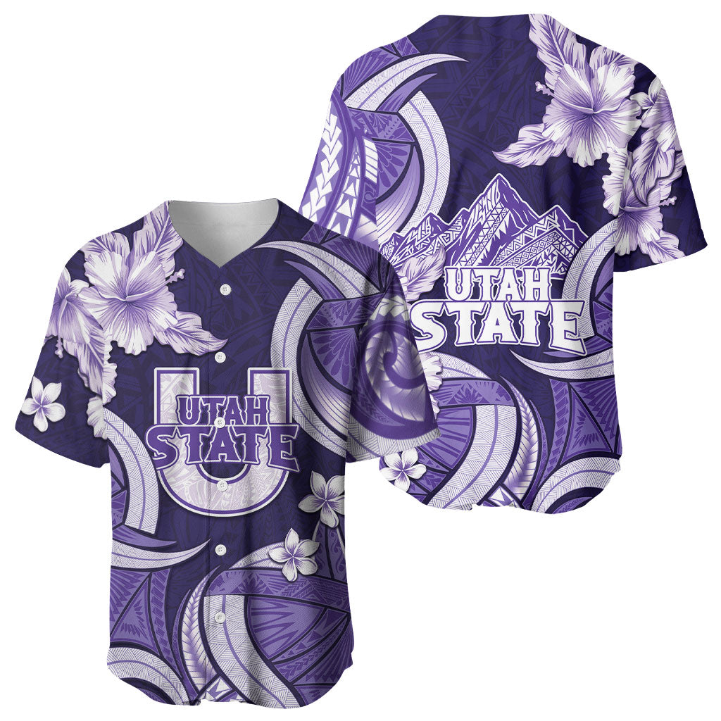 Utah State Polynesian Heritage Baseball Jersey Floral Tribal Pattern Tropical Flowers LT05 - Polynesian Pride