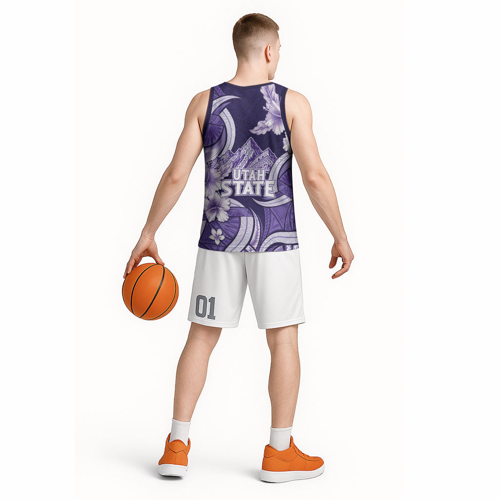 Utah State Polynesian Heritage Basketball Jersey Floral Tribal Pattern Tropical Flowers LT05 - Polynesian Pride