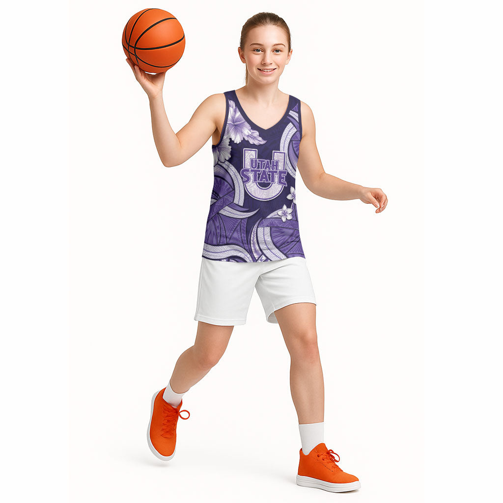 Utah State Polynesian Heritage Basketball Jersey Floral Tribal Pattern Tropical Flowers LT05 - Polynesian Pride