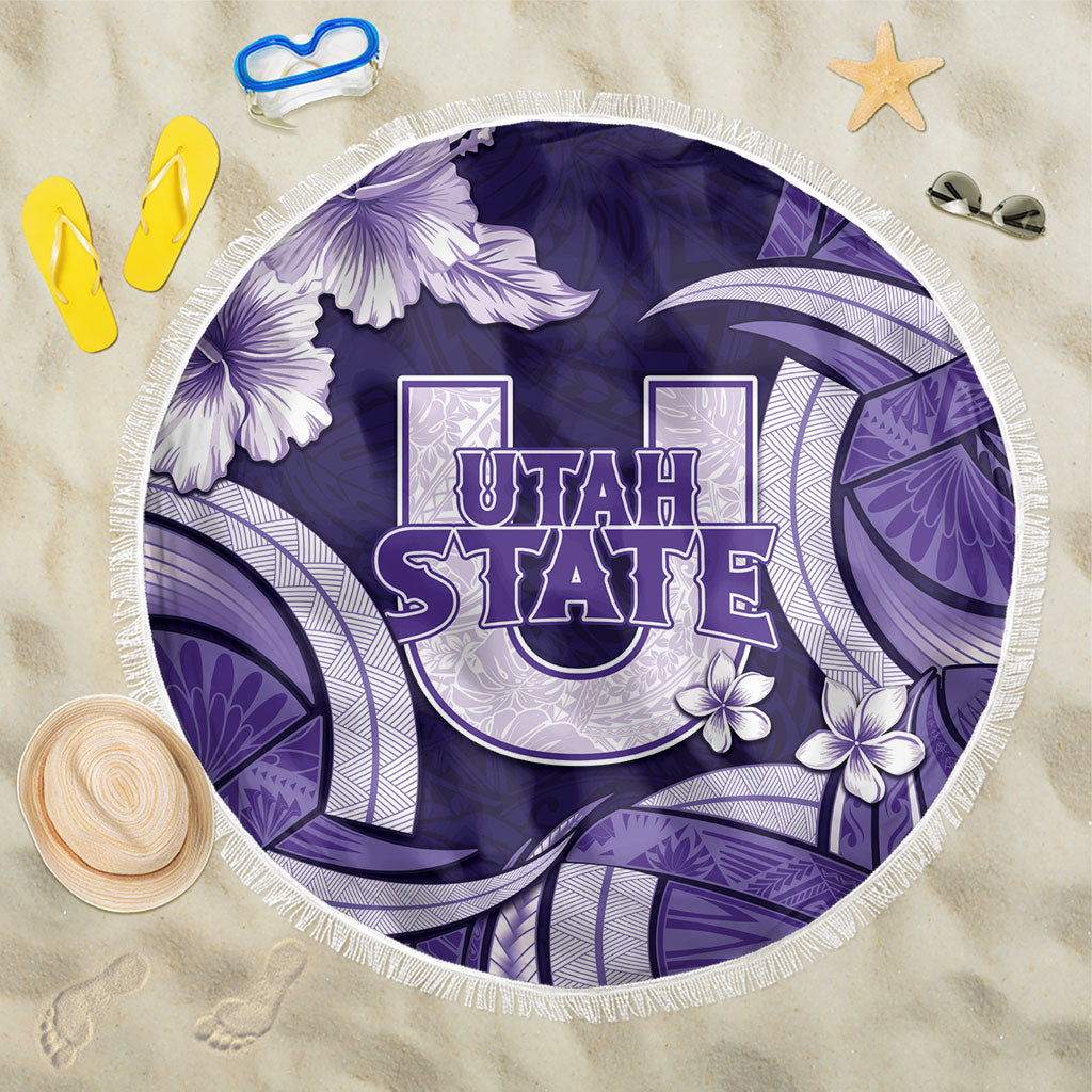 Utah State Polynesian Heritage Beach Blanket Floral Tribal Pattern Tropical Flowers LT05 One Size 150cm Purple - Polynesian Pride