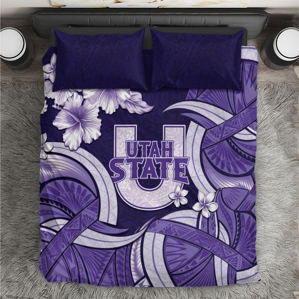 Utah State Polynesian Heritage Bedding Set Floral Tribal Pattern Tropical Flowers LT05 Purple - Polynesian Pride